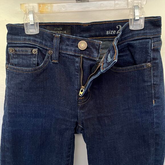 J. Crew Toothpick Womens Crop Jeans Size 24 Dark Wash Low Rise Stretch Denim - Picture 4 of 10
